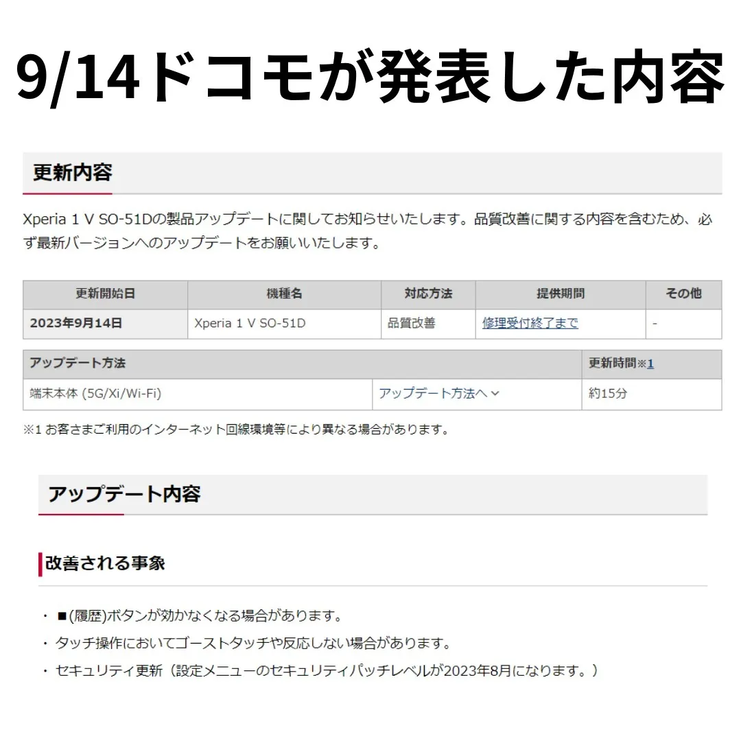 【Xperia 1V 重要アップデート情報】